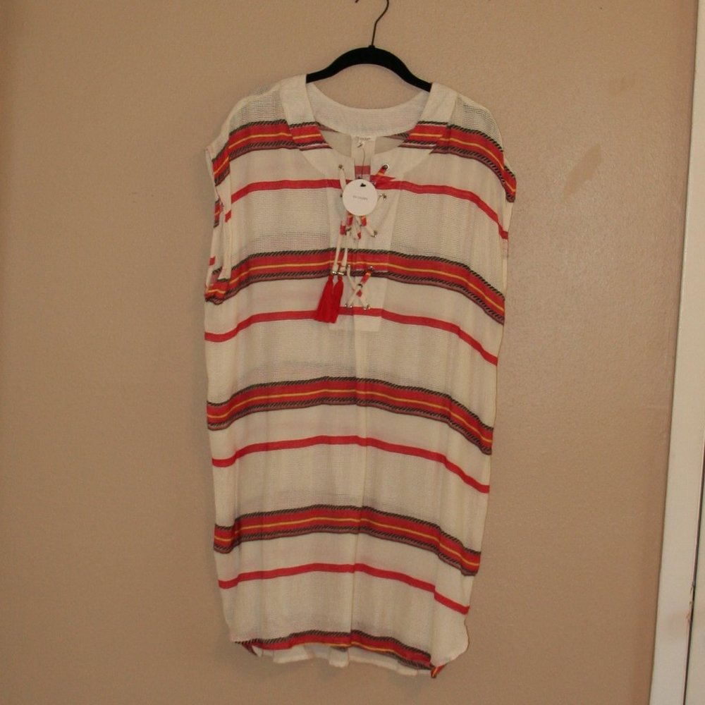 En Creme Western Lace Up Woven Cover/Dress Size L